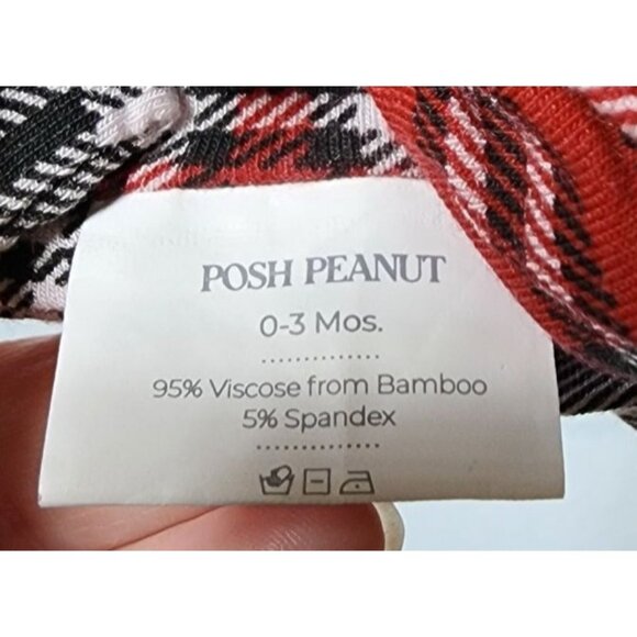 Baby Girl's Posh Peanut Plaid Headband Hair Bow 0-3 Months Bamboo Red Black - Picture 3 of 4